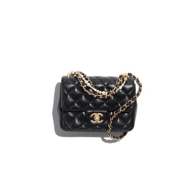 CHANEL MASTER 24P MINI FLAP BAG WITH PEARLS AS4385 (17*12.5*5cm)